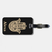 可愛パーソナライズされたいラッキーハムサ手 ラゲッジタグ (裏面横)