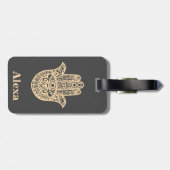 可愛パーソナライズされたいラッキーハムサ手 ラゲッジタグ (裏面横)