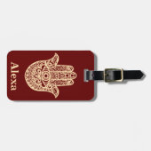 可愛パーソナライズされたいラッキーハムサ手 ラゲッジタグ (正面横)