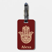 可愛パーソナライズされたいラッキーハムサ手 ラゲッジタグ (裏面縦)