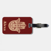 可愛パーソナライズされたいラッキーハムサ手 ラゲッジタグ (裏面横)