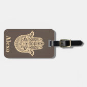 可愛パーソナライズされたいラッキーハムサ手 ラゲッジタグ (正面横)