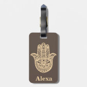 可愛パーソナライズされたいラッキーハムサ手 ラゲッジタグ (裏面縦)