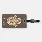 可愛パーソナライズされたいラッキーハムサ手 ラゲッジタグ (裏面横)