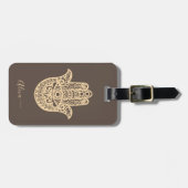 可愛パーソナライズされたいラッキーハムサ手 ラゲッジタグ (正面横)