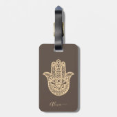 可愛パーソナライズされたいラッキーハムサ手 ラゲッジタグ (裏面縦)
