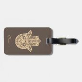 可愛パーソナライズされたいラッキーハムサ手 ラゲッジタグ (裏面横)