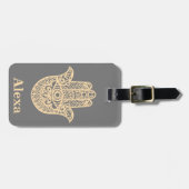 可愛パーソナライズされたいラッキーハムサ手 ラゲッジタグ (正面横)
