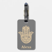 可愛パーソナライズされたいラッキーハムサ手 ラゲッジタグ (裏面縦)