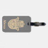 可愛パーソナライズされたいラッキーハムサ手 ラゲッジタグ (裏面横)