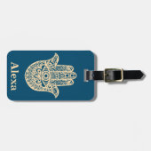 可愛パーソナライズされたいラッキーハムサ手 ラゲッジタグ (正面横)