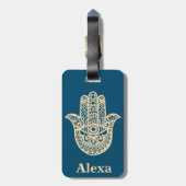 可愛パーソナライズされたいラッキーハムサ手 ラゲッジタグ (裏面縦)