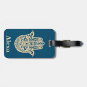 可愛パーソナライズされたいラッキーハムサ手 ラゲッジタグ (裏面横)