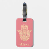 可愛パーソナライズされたいラッキーハムサ手 ラゲッジタグ (裏面縦)