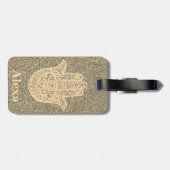 可愛パーソナライズされたいラッキーハンザハンドグリッター金ゴールド ラゲッジタグ (裏面横)