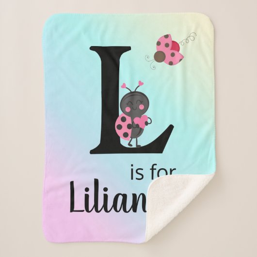 可愛パーソナライズされたいラディバグ シェルパブランケット (正面)