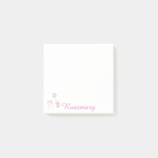 可愛パーソナライズされたいラマ灯篭と花 ポストイット (正面)