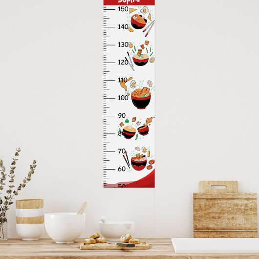 可愛パーソナライズされたいラーメン成長図 ポスター (キッチン)