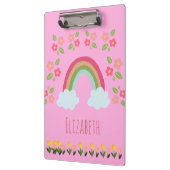 可愛パーソナライズされたいレインボーガールピンク学校 クリップボード (左)