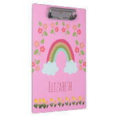 可愛パーソナライズされたいレインボーガールピンク学校 クリップボード (右)