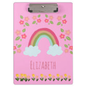 可愛パーソナライズされたいレインボーガールピンク学校 クリップボード (正面)