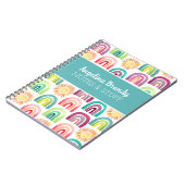 可愛パーソナライズされたいレインボー&サンズキッズ ノートブック (左側)