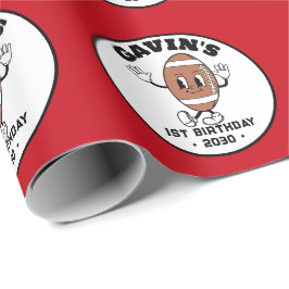 可愛パーソナライズされたいレトロサッカー誕生日パーティー ラッピングペーパー