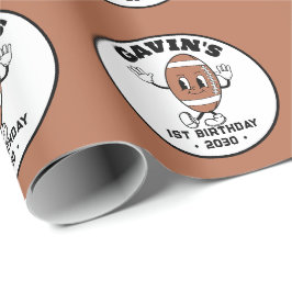 可愛パーソナライズされたいレトロサッカー誕生日パーティー ラッピングペーパー