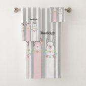 可愛パーソナライズされたいレトロラカラフルマス女子キッズ バスタオルセット (インサイチュ)