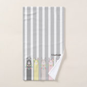 可愛パーソナライズされたいレトロラカラフルマス女子キッズ バスタオルセット (ハンドタオル)