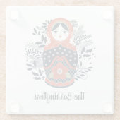 可愛パーソナライズされたいロシアの営巣人形 ガラスコースター (裏面)