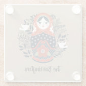 可愛パーソナライズされたいロシアの営巣人形 ガラスコースター (裏面)