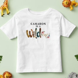 可愛パーソナライズされたいワイルドワン1歳の誕生日ジャングル トドラーTシャツ