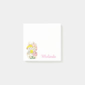 可愛パーソナライズされたいヴィンテージバンニーズフラワー ポストイット (正面)