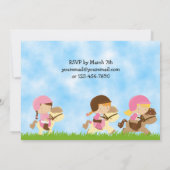 可愛パーソナライズされたい乗馬ガールズ誕生日 招待状 (裏面)