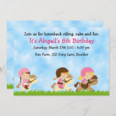 可愛パーソナライズされたい乗馬ガールズ誕生日 招待状 (正面/裏面)