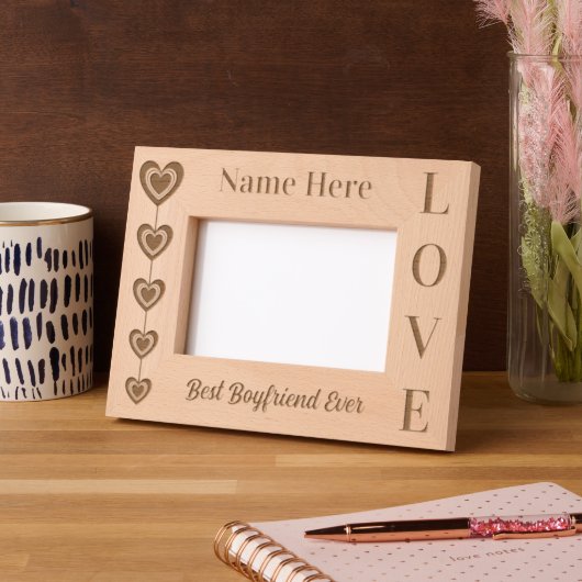 可愛パーソナライズされたい五ハート紐と愛 レーザー彫刻フレーム (左)