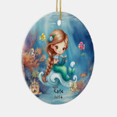 可愛パーソナライズされたい人魚海写真 セラミックオーナメント (右)