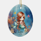 可愛パーソナライズされたい人魚海写真 セラミックオーナメント (右)