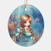 可愛パーソナライズされたい人魚海写真 セラミックオーナメント (左)