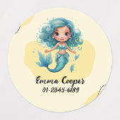 可愛パーソナライズされたい人魚，名前，電話番号 ラベル (デザイン1)