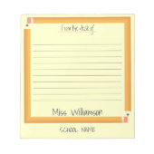 可愛パーソナライズされたい先生感謝の贈り物 ノートパッド (正面)