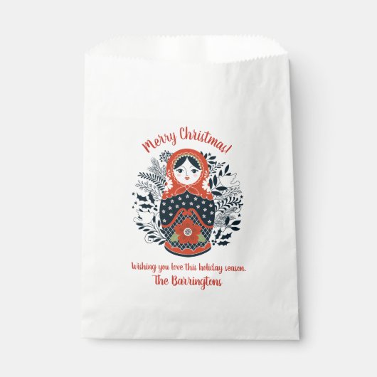 可愛パーソナライズされたい入ロシアのれ人形クリスマス フェイバーバッグ (正面)