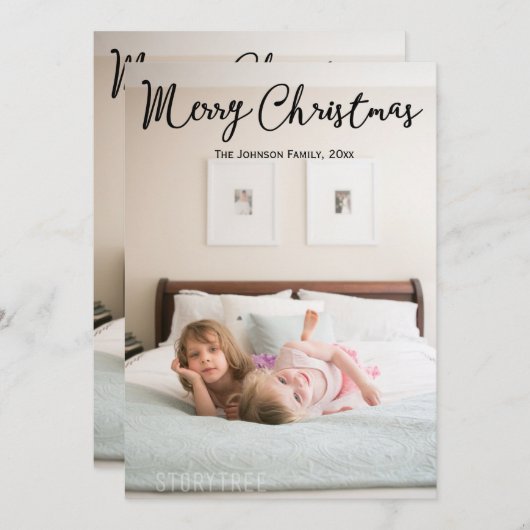 可愛パーソナライズされたい写真のクリスマスカード シーズンカード (正面/裏面)
