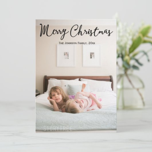 可愛パーソナライズされたい写真のクリスマスカード シーズンカード (スタンド正面)