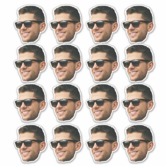 可愛パーソナライズされたい写真顔16枚 シール (正面)