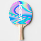 可愛パーソナライズされたい名クール前ホログラフィック波 卓球ラケット (正面)