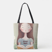 可愛パーソナライズされたい女の子読の本バッグトートバッグ トートバッグ (裏面)