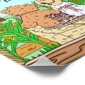 可愛パーソナライズされたい女性のカーボーイとテディベアオンランチ ポスター (角)