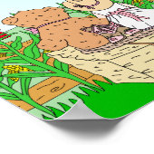 可愛パーソナライズされたい女性のカーボーイとテディベアオンランチ ポスター (角)